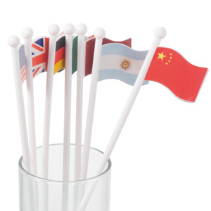 Drapeau National de marque mariage Logo personnalisé drapeau boisson agitateur Swizzle bâton agitateur à <span class=keywords><strong>Cocktail</strong></span> en plastique pour <span class=keywords><strong>Cocktail</strong></span> - Product Image 1