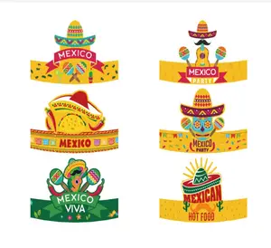 Carnaval Papieren Hoed, Make-Up Sets Mannen Decor Mexico Hoeden, 12 Stuks Per Set