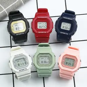 Relojes digitales luminosos, reloj deportivo resistente al agua, color rojo oscuro, Dial Simple, muestras gratis