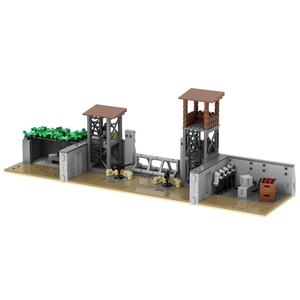 Base de défense militaire du champ de bataille de la Seconde Guerre mondiale, ruines militaires, tour de garde, armes de base, fournitures, ensembles de blocs de construction - Product Image 6