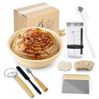 Ensemble de 7 pièces pour la fermentation du pain : panier de levain et pot en verre, accessoires de pâtisserie DIY pour la pâte à pain, boîte intérieure à cinq couches pour la levain maison