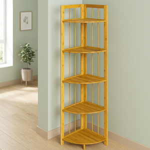Organiseur d'angle moderne en bambou ERKUGO de qualité supérieure, 5 couches, non pliable, pour portes/murs, 130x30cm, portable - Product Image 3