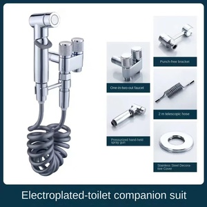 Pistolet Pulvérisateur Haute Pression en Acier Inoxydable avec Robinet d'Équerre à Une Entrée Deux Sorties pour Chasse de Toilettes Domestiques et Nettoyage de Salle de Bain - Product Image 6