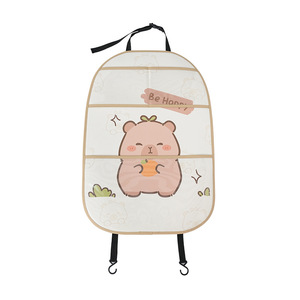 Car Seat Back Kick Pad Beige Cartoon Leather Rear Car <b>Protection</b> Pad Large Anti Kick <b>Mat</b> Four Seasons - Product Image 5