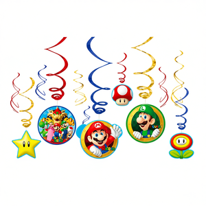 Espirales Decorativas de Plástico de Super Mario, 6 Piezas, Adornos Colgantes Reutilizables para Fiestas de Cumpleaños Infantiles - Product Image 2
