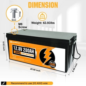 Eco-worthy <b>12V</b> 280Ah 4000-<b>Cycle</b> <b>Deep</b> <b>Cycle</b> <b>Battery</b> Pack for Solar System CE Certified - Product Image 2