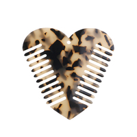 Peigne à dents larges en forme de cœur acétique, accessoire personnalisé, double face avec étiquette privée, cadeau pour femmes et filles