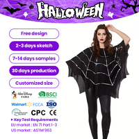 Poncho de lentejuelas con diseño de telaraña para mujer, disfraz de Halloween, capa brillante de malla, talla única, estilo occidental, venta al por mayor