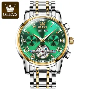 OLEVS 6607 Watch Men Fashion Sport Wristwatch Multiple Time Zone Relogio Timepiece Clock Masculino Stainless Steel Luxury 2019
