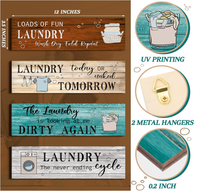 4 panneaux muraux amusants en bois pour buanderie avec citations humoristiques, décoration rustique style ferme pour buanderie, salle de bain, toilettes, maison