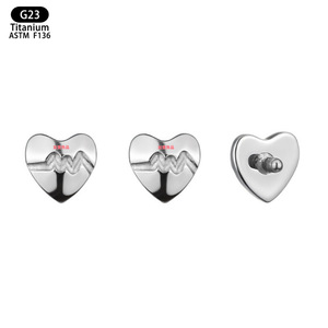 Heart Shape Titanium F136 <b>Earrings</b> 4mm x 3.8mm Minimalist Heartbeat Studs For Ear Cartilage Lip <b>Piercing</b> Jewelry Unisex - Product Image 5
