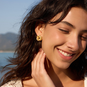 Pendientes de nudo de acero de titanio con diseño geométrico, joyería de moda para mujer - Product Image 4