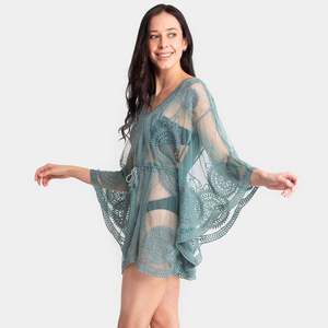 Blusa <span class=keywords><strong>de</strong></span> playa para mujer Blusa <span class=keywords><strong>de</strong></span> encaje bordado <span class=keywords><strong>de</strong></span> malla Suntan Sexy Bikini Traje <span class=keywords><strong>de</strong></span> baño Cubrir Ropa <span class=keywords><strong>de</strong></span> playa - Product Image 3