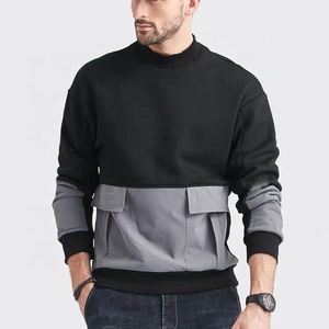 Gimnasio <span class=keywords><strong>Jersey</strong></span> bolsillo hombre Casual <span class=keywords><strong>cuello</strong></span> redondo suelto Patchwork Streetwear sudaderas para hombre - Product Image 1