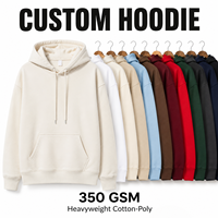 Maßgeschneiderter Loser Übergroßer Bedruckter Einfarbiger Hoodie Unisex 350gsm Schwergewichtiger Baumwoll-Poly Kapuzenpullover mit Tasche und Silikon