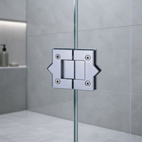 Charnière en laiton massif chromé miroir KAIENDI, fixation pour porte de douche sans cadre en verre trempé
