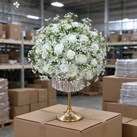 Bola Bunga Mawar Sutra Putih Hydrangea Baby Breath Langsung dari Pabrik 50cm untuk Dekorasi Meja Pernikahan Ulang Tahun