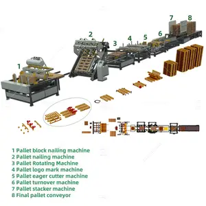 유로 블록 팔레트 자동 못 박는 기계 스태킹 컨베이어