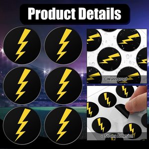 Round Lightning <b>Vinyl</b> Helmet Decals Black Yellow Waterproof Sports Stickers for Baseball Lacrosse Helmets <b>Wall</b> Decor - Product Image 3