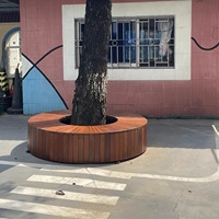 Banc de parc extérieur personnalisé, chaise arbre moderne et élégante pour allée de quartier commercial