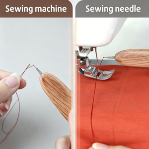 Enfile-aiguille en bois fait main pour la couture à la main - Manche en bois dur <span class=keywords><strong>avec</strong></span> <span class=keywords><strong>crochet</strong></span> en acier inoxydable (1 cm d'extension) pour un enfilage facile - Product Image 6