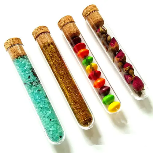 Borosilicate glass test tube with cork for packing tea  seed   sweets