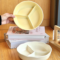 Assiette de contrôle des portions en céramique à 3 compartiments, réutilisable, plat bariatrique pour enfants et adultes, compatible micro-ondes et lave-vaisselle