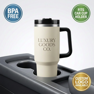 Vaso Térmico Personalizado de 40oz con Asa y Popote, Doble Pared de Acero Inoxidable, Apto para Portavasos de Coche, Taza de Viaje - Product Image 1
