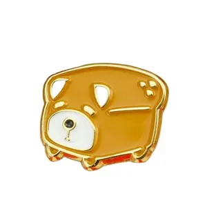 Pin Maker Manufacturer No Minimum Metal Iron Zinc Alloy Cast Die Animal Toast Bread Dog Lovers Enamel Pin Badge for Souvenir