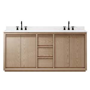 2025 New Arrival <b>Freestanding</b> Walnut <b>Bathroom</b> Vanity Set with Wooden Frame - Product Image 4