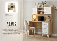 Bureau d'étude pour enfants ALVIS en chêne et blanc, table d'étude en bois pour enfants