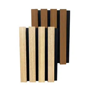 Pannelli a parete in legno di doghe acustiche in noce naturale facili da usare pannello acustico insonorizzante decorazione di alta qualità feltro acustico
