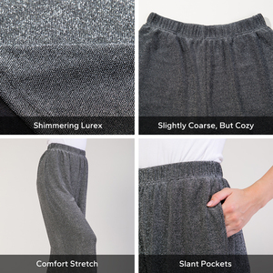Lurex <span class=keywords><strong>Taille</strong></span> Haute Ceinture Élastique Brillant Palazzo <span class=keywords><strong>Pantalon</strong></span> Logo Personnalisé Femmes Jambe Large <span class=keywords><strong>Pantalon</strong></span> Décontracté Joggers pour Femmes - Product Image 2