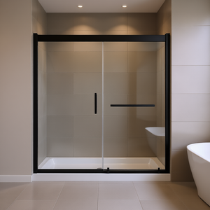 Puerta Corredera de Vidrio Semi-Enmarcada para Bañera, 56-60 Pulgadas de Ancho x 57 Pulgadas de Alto, Negro Mate, Vidrio Templado de 10 mm, Diseño Minimalista para Baño - Product Image 2