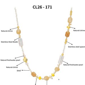 Collana in Pietra Naturale Citrino con Perle Barocche e Perline in Acciaio Inossidabile, Ultimo Design 2026, Vendita Diretta dalla Fabbrica - Product Image 6