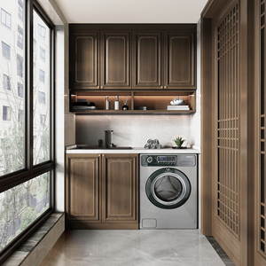 <span class=keywords><strong>Meuble</strong></span> <span class=keywords><strong>de</strong></span> balcon intégré pour buanderie, gain <span class=keywords><strong>de</strong></span> place, avec évier et emplacement pour <span class=keywords><strong>machine</strong></span> <span class=keywords><strong>à</strong></span> <span class=keywords><strong>laver</strong></span>, solutions <span class=keywords><strong>de</strong></span> rangement personnalisées en aluminium - Product Image 4