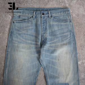 LARSUR Pantalon en denim à rayures indigo personnalisé d'usine en détresse délavé <span class=keywords><strong>Jean</strong></span> automobile Wabash Railway Railroad pour hommes - Product Image 4