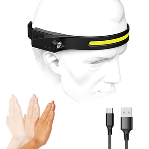 Full-View Inductive COB Silicone <strong>Headlamp</strong> Rechargeable LED <strong>Headlamp</strong> for Camping Night Running Night Fishing - Product Image 1