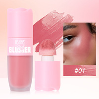 2025 Hot-Selling 6 couleurs Blush crème imperméable longue durée avec tête d'éponge rose fleur joue et teinte pour les lèvres