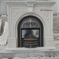 Meuble TV électrique moderne en marbre blanc Décor de cheminée française