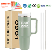 Vaso Térmico Personalizado al por Mayor de 40 oz, Taza de Café de Acero Inoxidable de 40 oz para Viajes al Aire Libre con Asa y Popote
