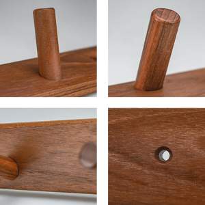 Porte-manteau mural pliant en teck naturel, style ferme, avec 5 crochets en bois, multifonctionnel, rustique, pour salle de bain - Product Image 4