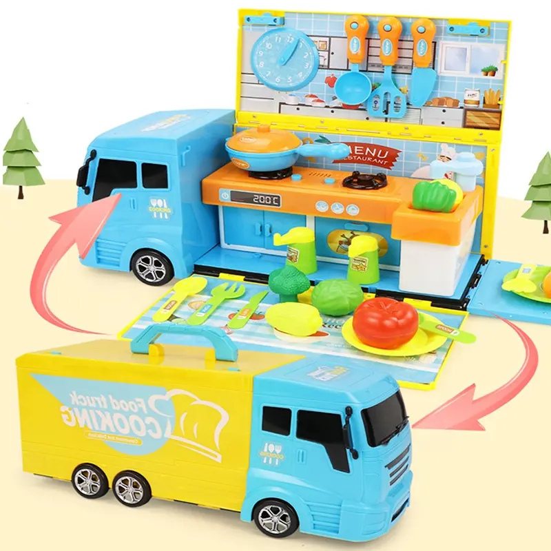 Fingir o carro de talheres de luxo, crianças jogar cozinha, carrinho de brinquedo, comida, caminhão, brinquedo