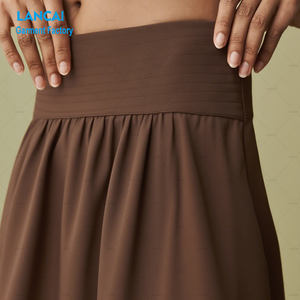 <span class=keywords><strong>Jupe</strong></span> <span class=keywords><strong>longue</strong></span> décontractée en popeline pour femmes personnalisée en usine Jupes plissées unies avec poches - Product Image 3