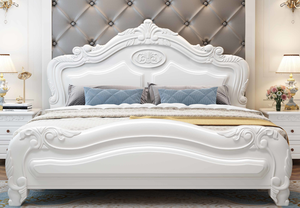 Lit double en bois massif américain 2026 personnalisable et réglable, 1,8 m, design européen moderne, lit de princesse de luxe pour chambre principale - Product Image 6