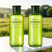 Bouteille cosmétique en plastique PET verte de 200 ml avec col 24/410, vide, rechargeable, pour toner et lotion, avec bouchon à vis blanc