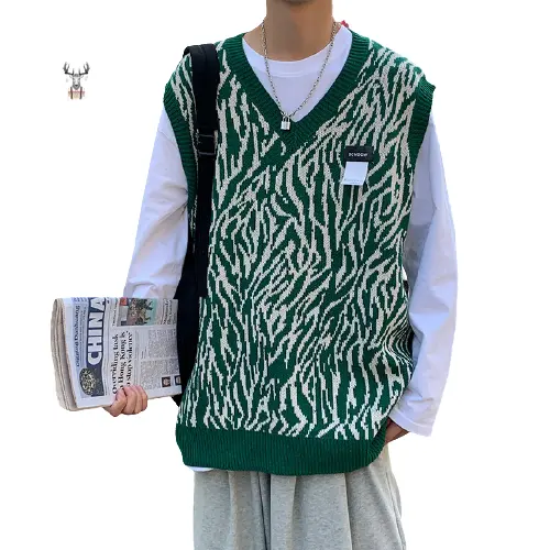 Индивидуальный вязаный приталенный свитер, жилет с V-образным вырезом, школьная Повседневная дизайнерская мужская Трикотажная одежда