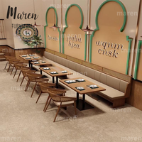 Ensemble de canapés de restaurant commercial moderne, table en rotin tressé en bois massif, thème sud-est asiatique, pour bar et salon de thé