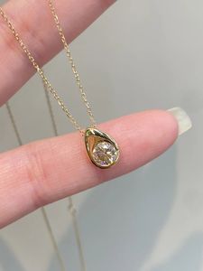 Collier en or jaune 18 carats Xinfly, chaînes fines, diamant naturel 0,6 carat, style avocat, comme des gouttes de rosée glacées, bijoux tendance - Product Image 4