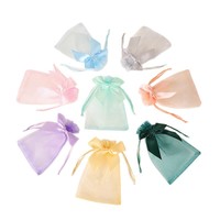 Petits sacs en filet avec nœud papillon et cordon de serrage pour emballage de bijoux, mariage, bonbons de fête